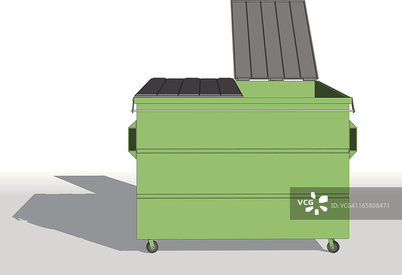 打开的亮绿色垃圾箱矢量插画图片素材