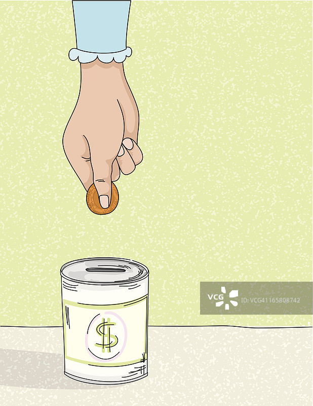 手向捐款箱捐赠零钱图片素材