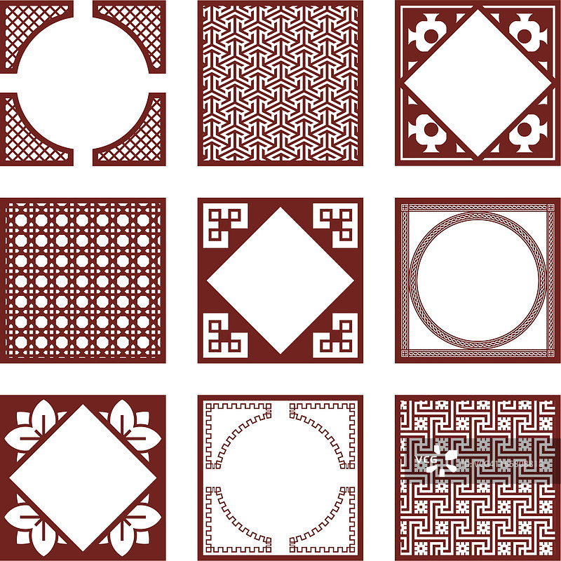 九种亚洲图案和边框样式2图片素材