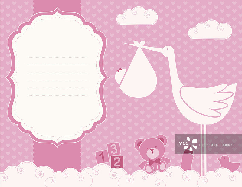 女婴出生公告卡（家庭生活系列）图片素材