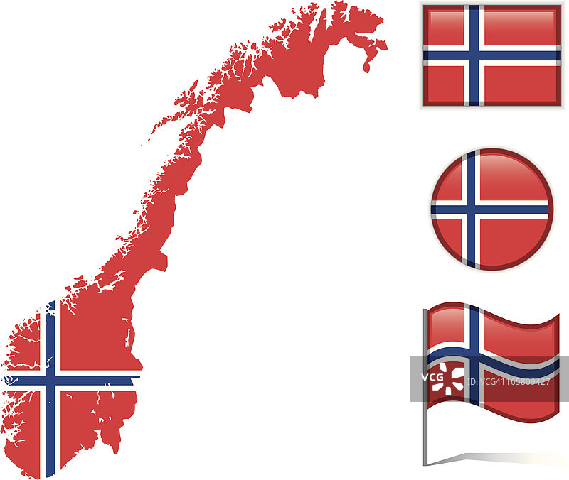 挪威地图与国旗图片素材