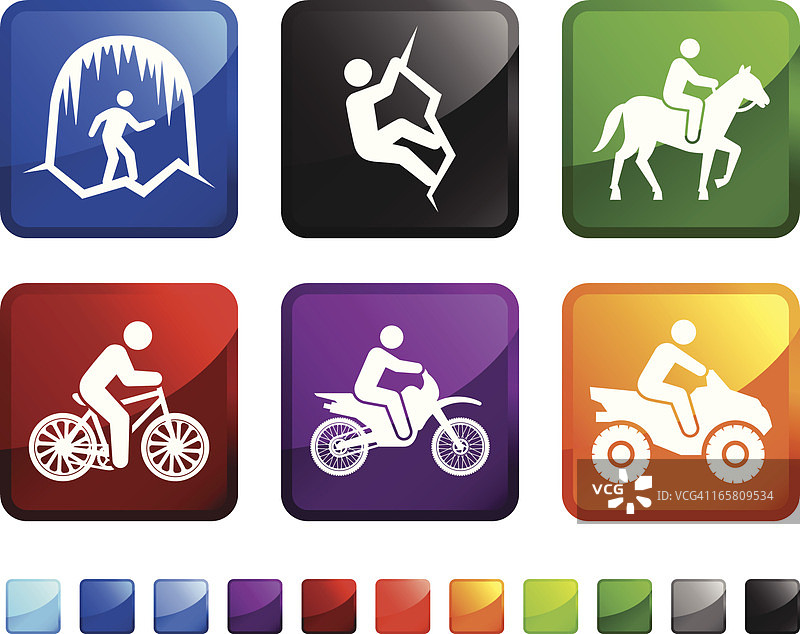 休闲探险活动免版税矢量图标贴纸套装图片素材