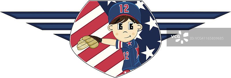 可爱少棒联盟棒球投手图片素材