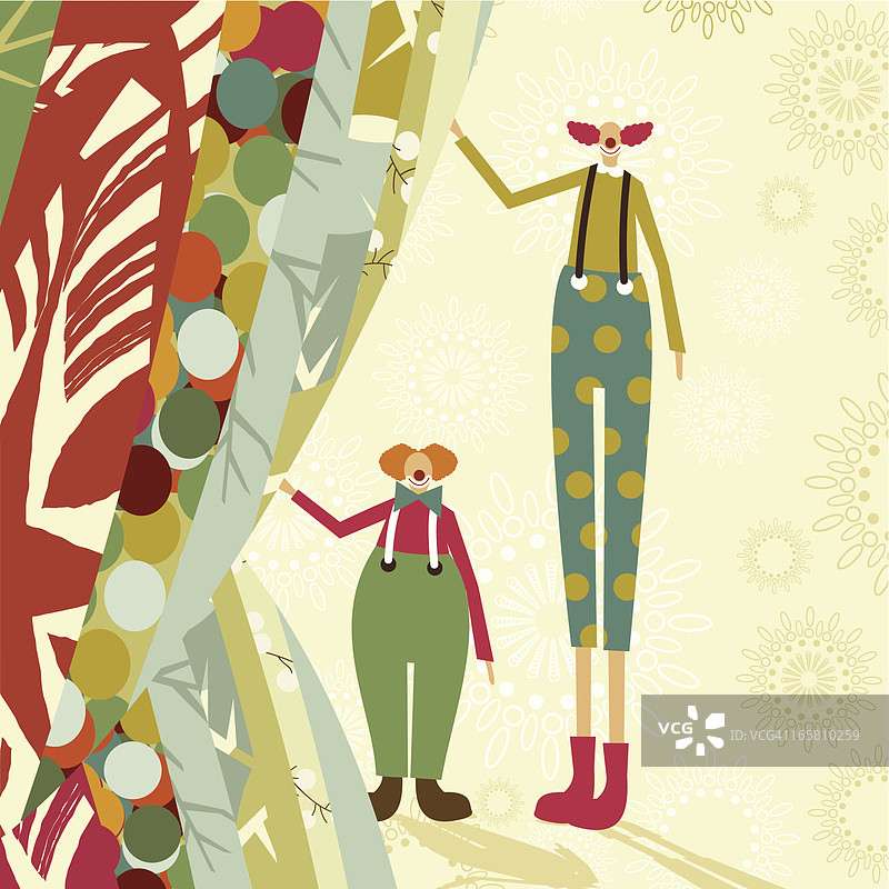 幕布后面的马戏团小丑图片素材