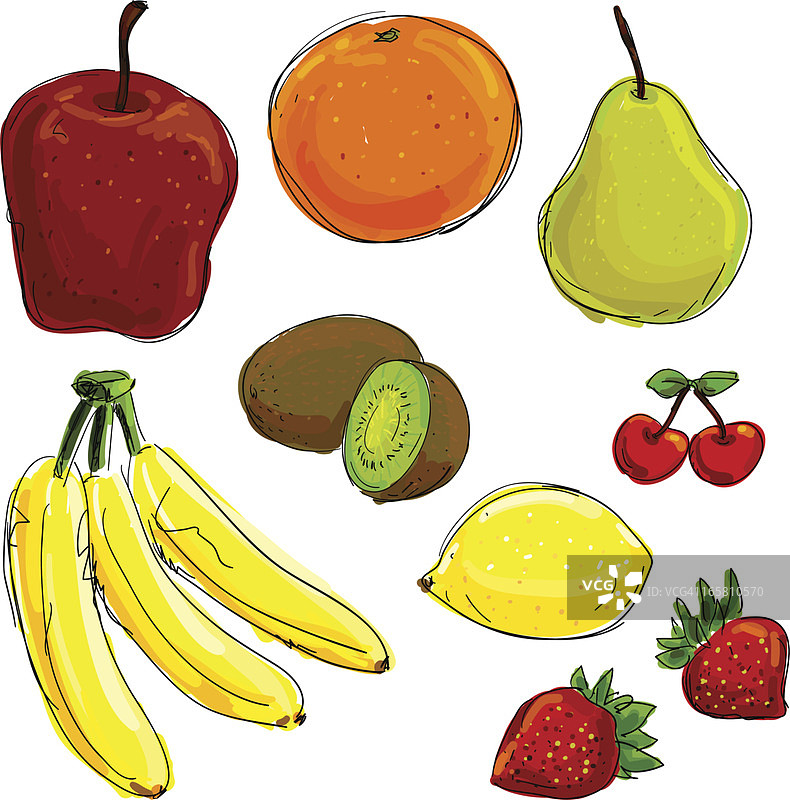 水果彩色速写合集图片素材