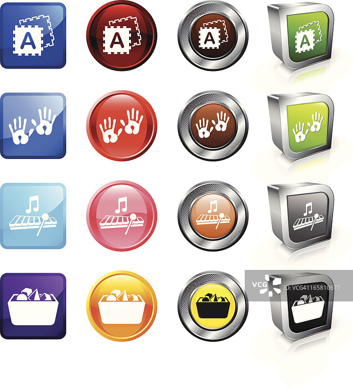 幼儿园玩具免版税矢量按钮套装图片素材