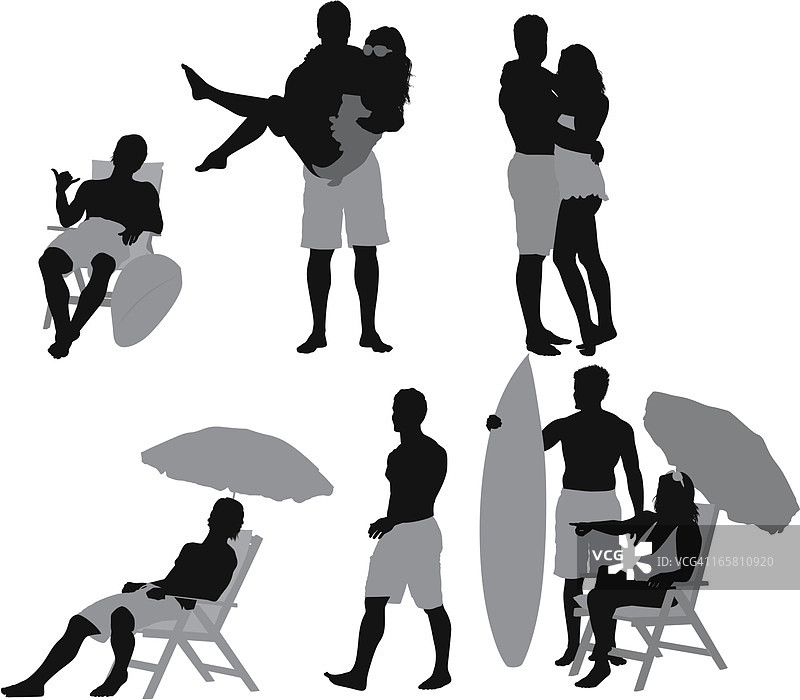 度假中的人群剪影图片素材