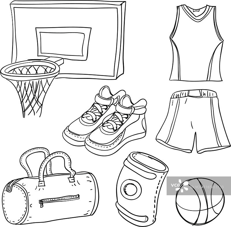 黑白篮球插画图片素材