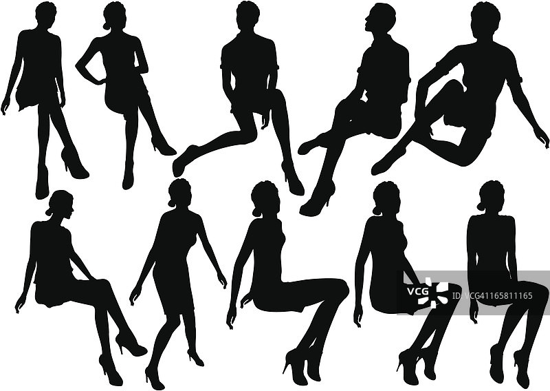 时装模特坐姿图片素材