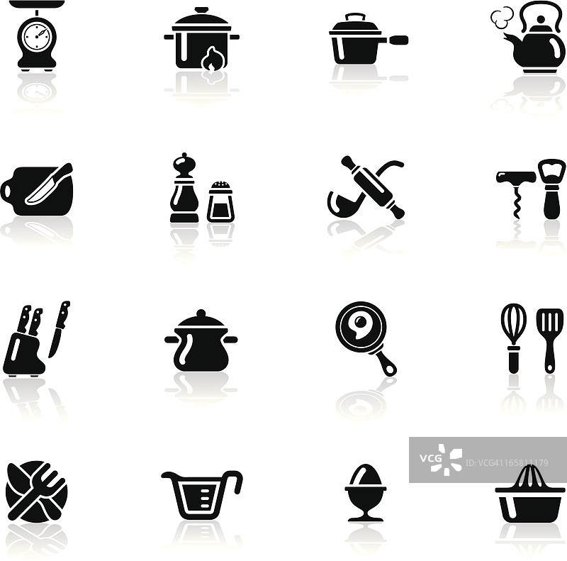 深黑色系列|厨房用具图标图片素材