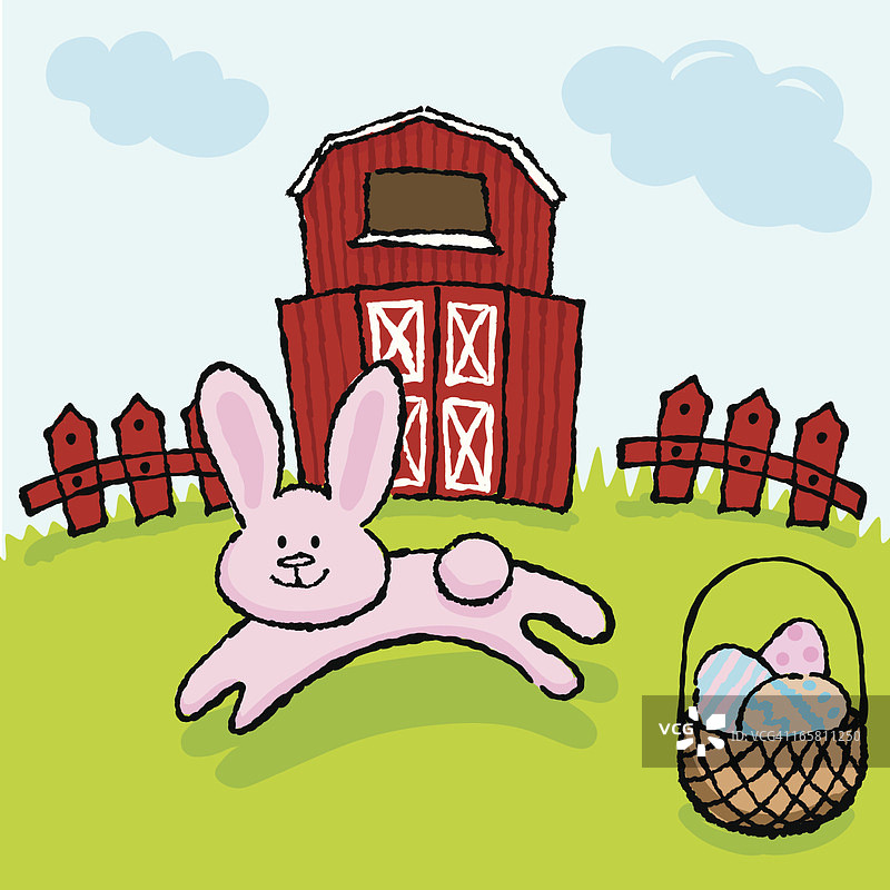 谷仓里的快乐兔子图片素材