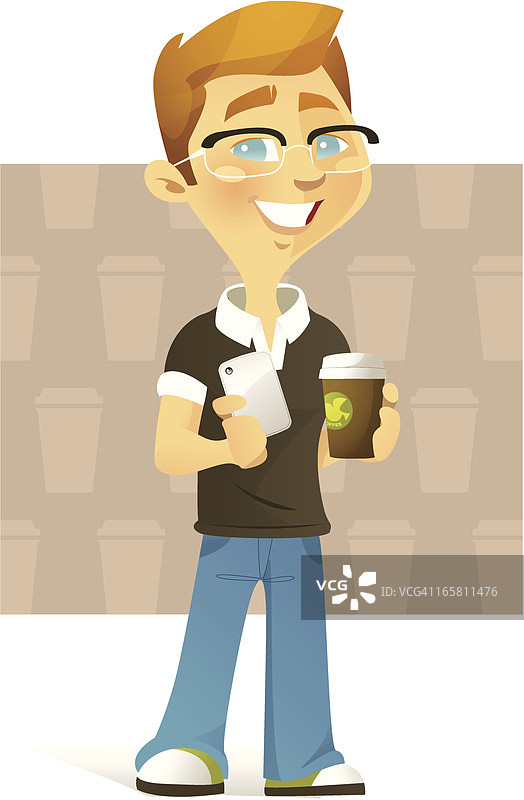 外带咖啡的男人图片素材
