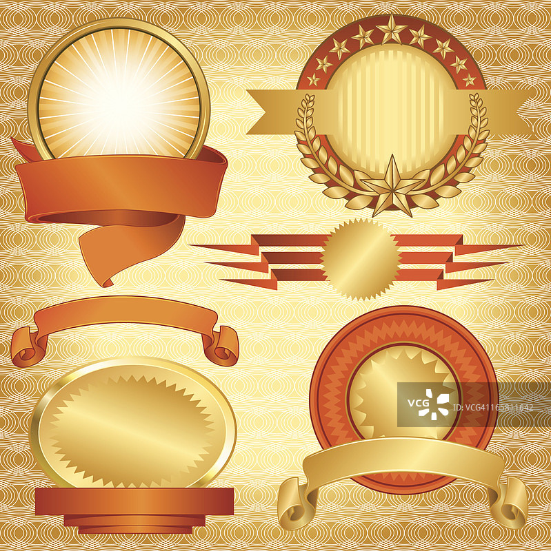 金色banner和徽章图片素材