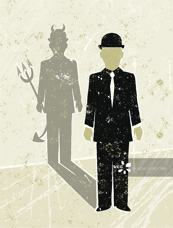 投射出恶魔阴影的商人图片素材