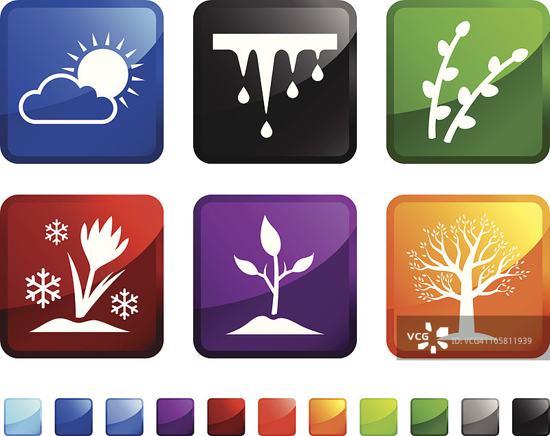 早春免版税矢量图标贴纸套装图片素材