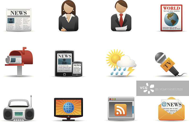 新闻媒体图标 | 优质磨砂系列图片素材