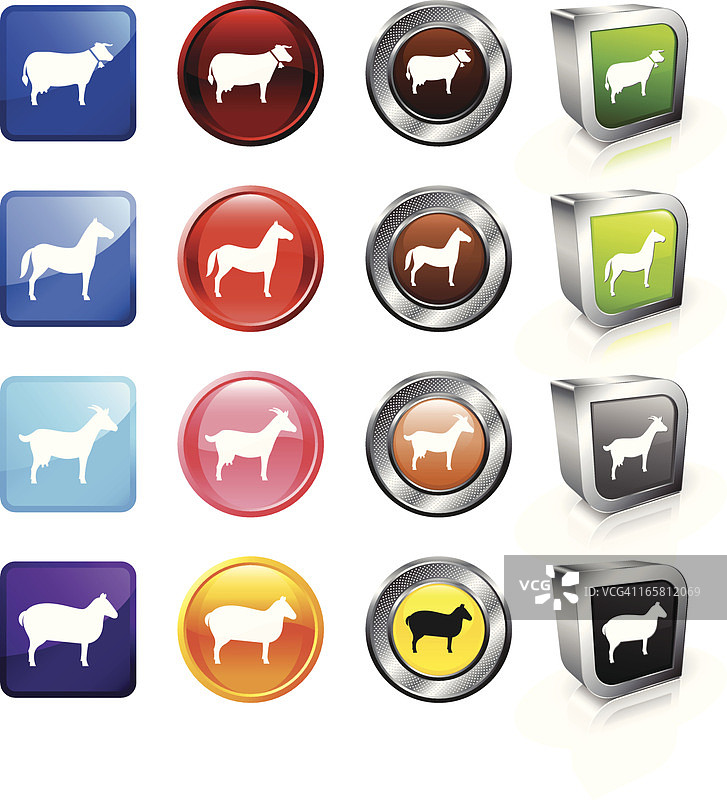 农场动物免版税矢量按钮集图片素材