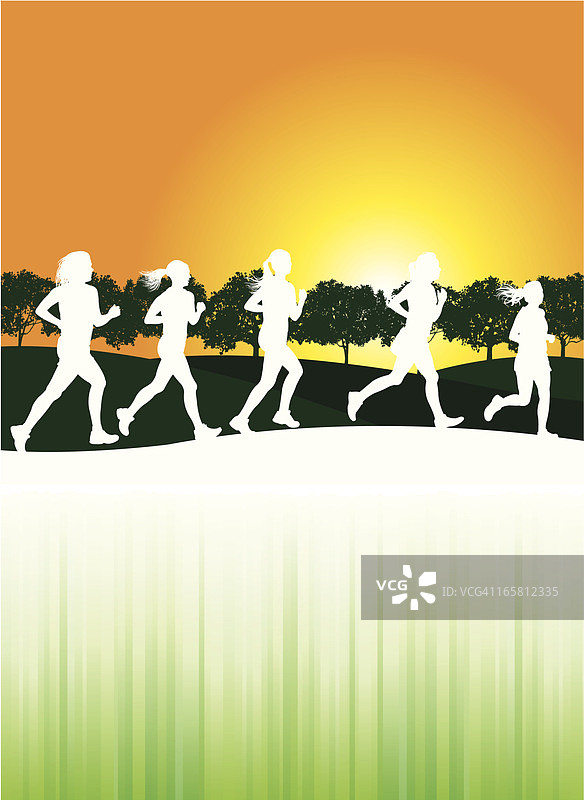 女孩越野跑或慢跑图片素材