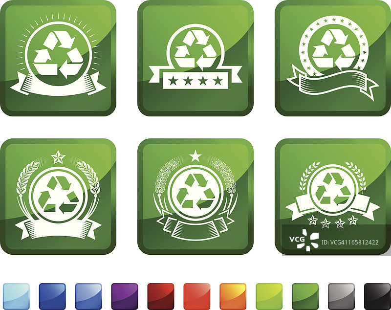 回收符号徽章免版税矢量图标贴纸套装图片素材