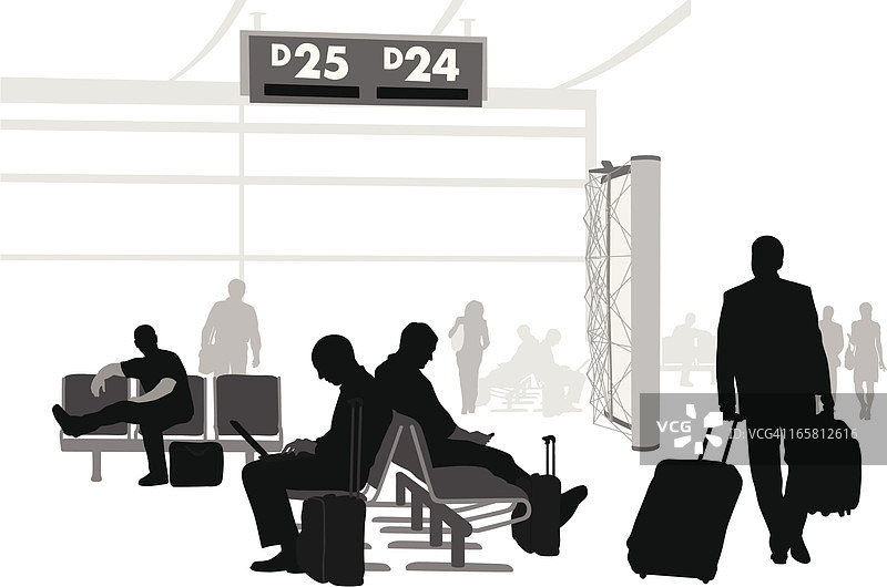 机场等候矢量剪影图片素材