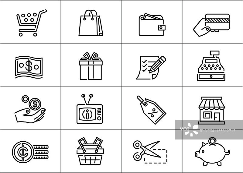 购物图标|线条系列图片素材