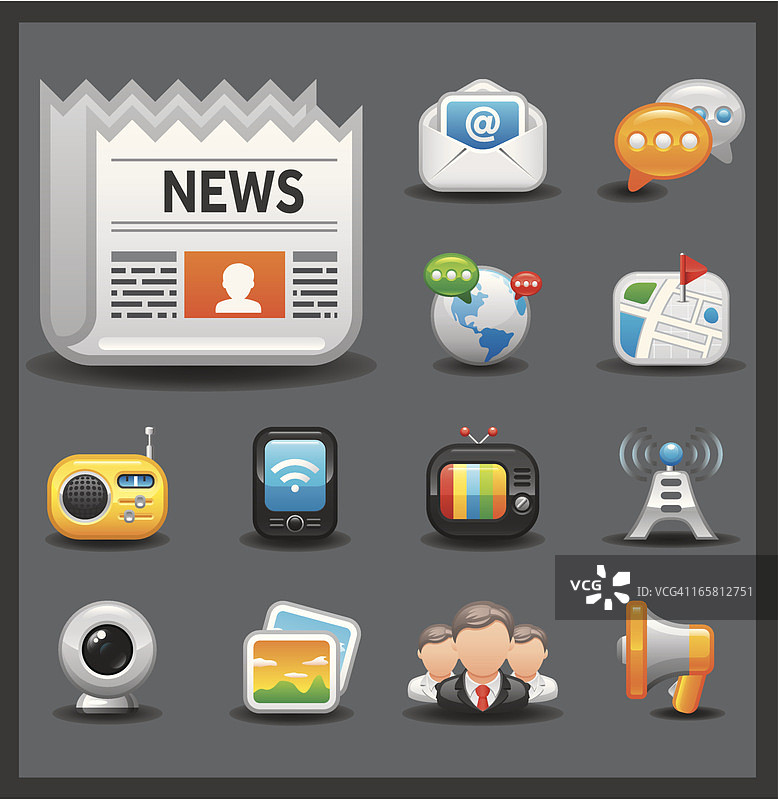 社交媒体图标集|闪亮系列/深色图片素材