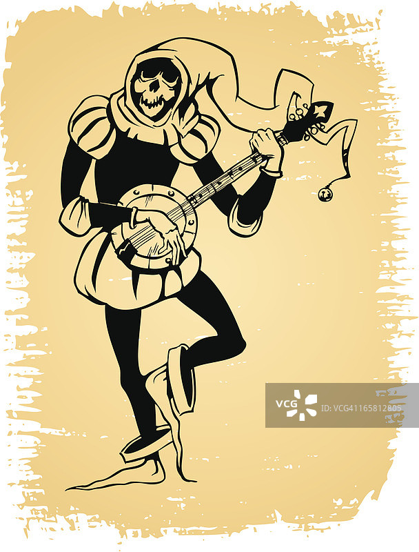 拿着班卓琴的死亡小丑图片素材