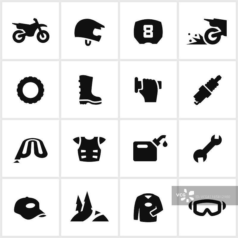 黑色摩托车和越野车图标图片素材