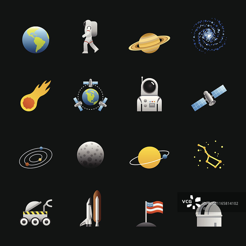 彩色图标 - 太空图片素材