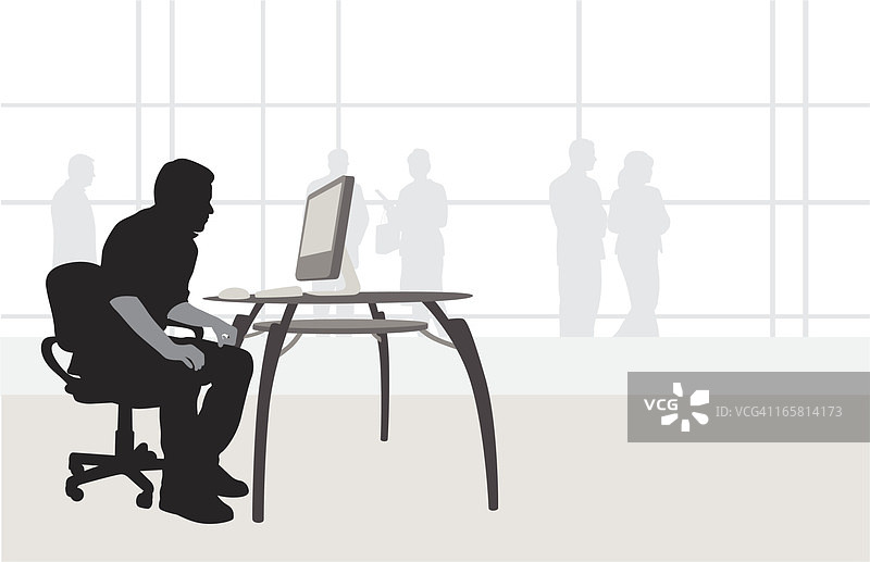 PC工作矢量剪影图片素材