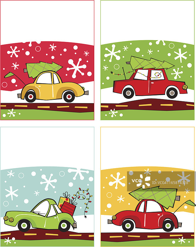 圣诞汽车礼品标签图片素材