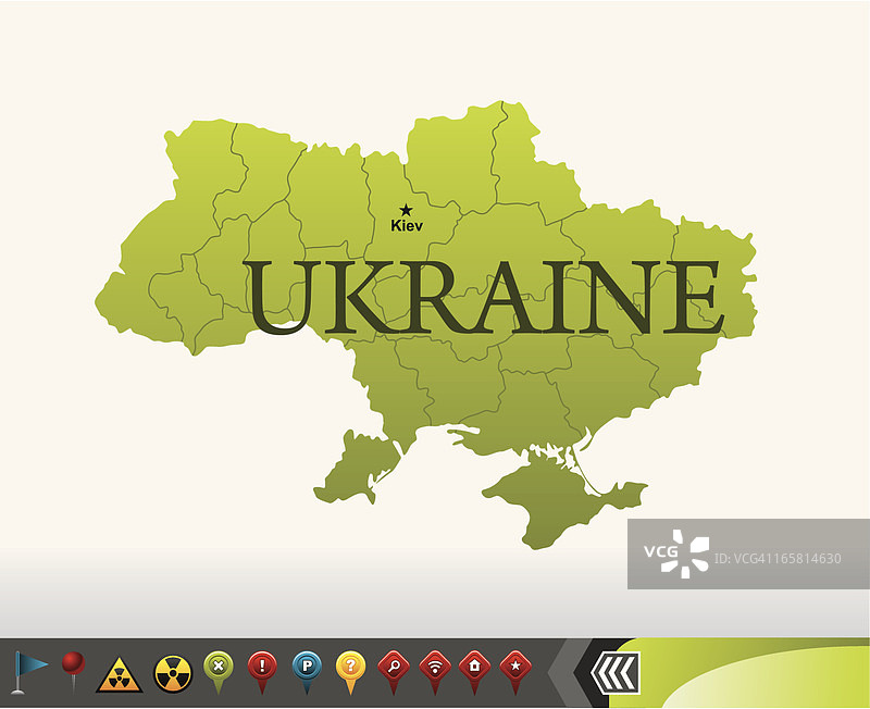带有导航图标的乌克兰地图图片素材