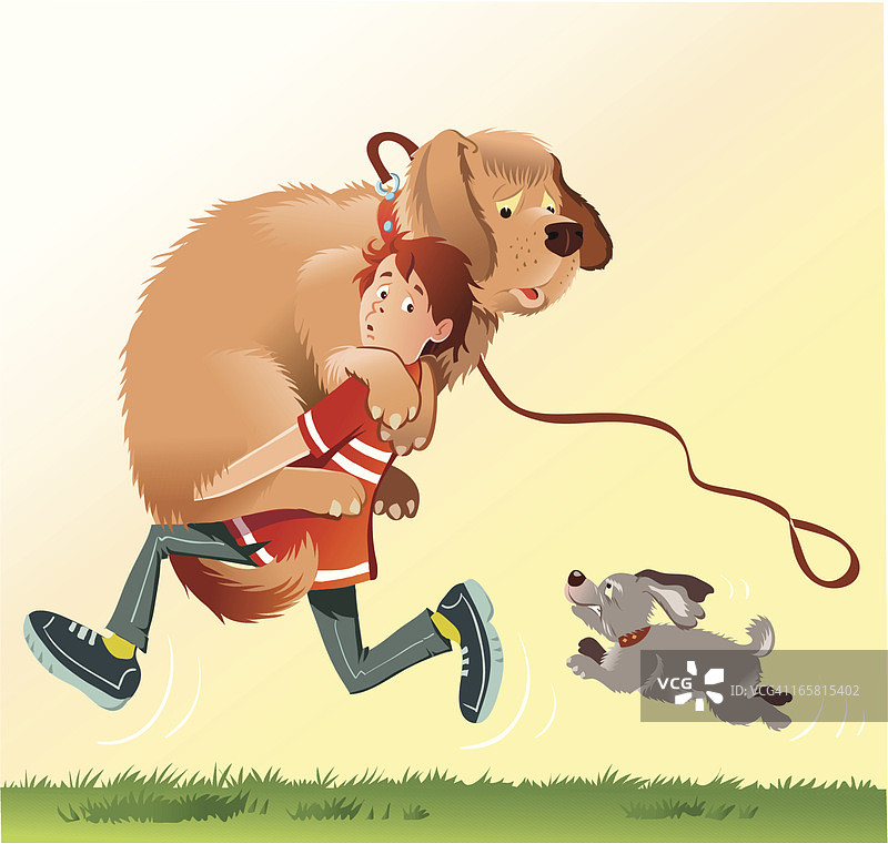 男孩和小狗图片素材