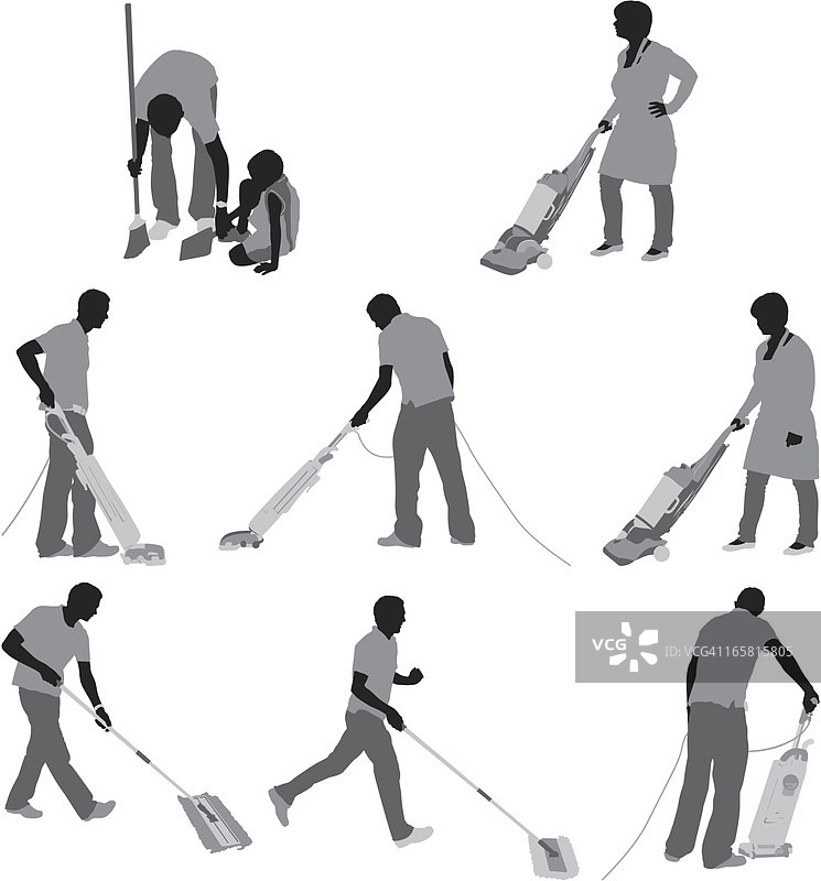 人们清洁地板图片素材