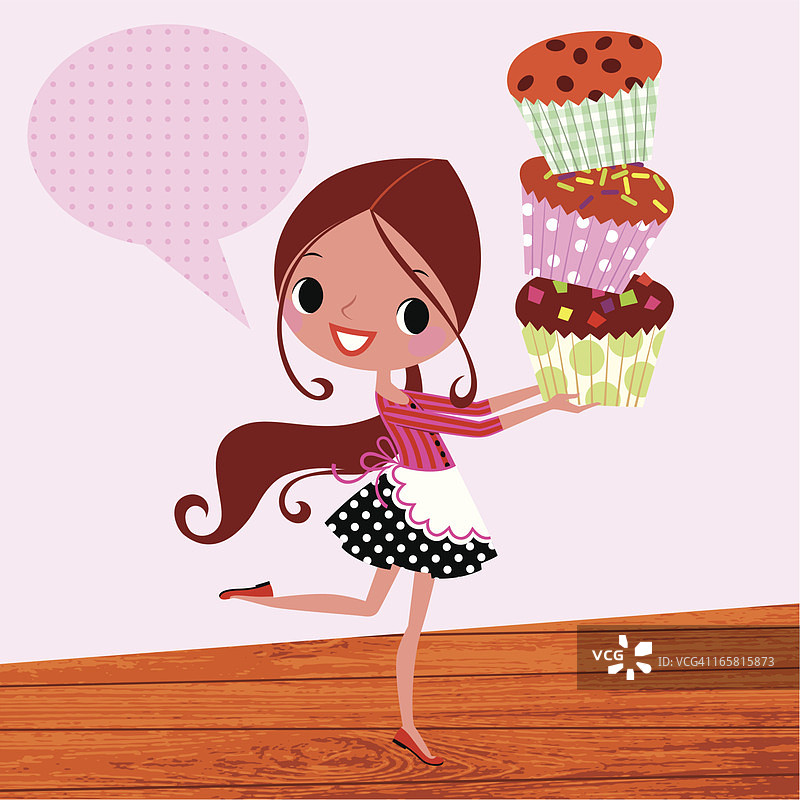 麦芬蛋糕和女孩图片素材