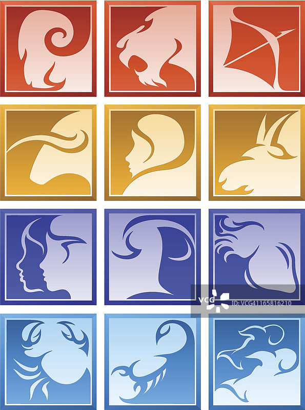 方形十二星座图标图片素材