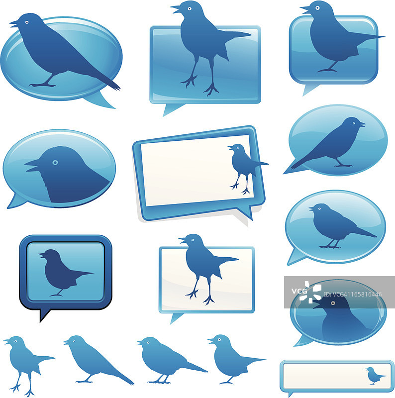 鸟类语音气泡图标图片素材