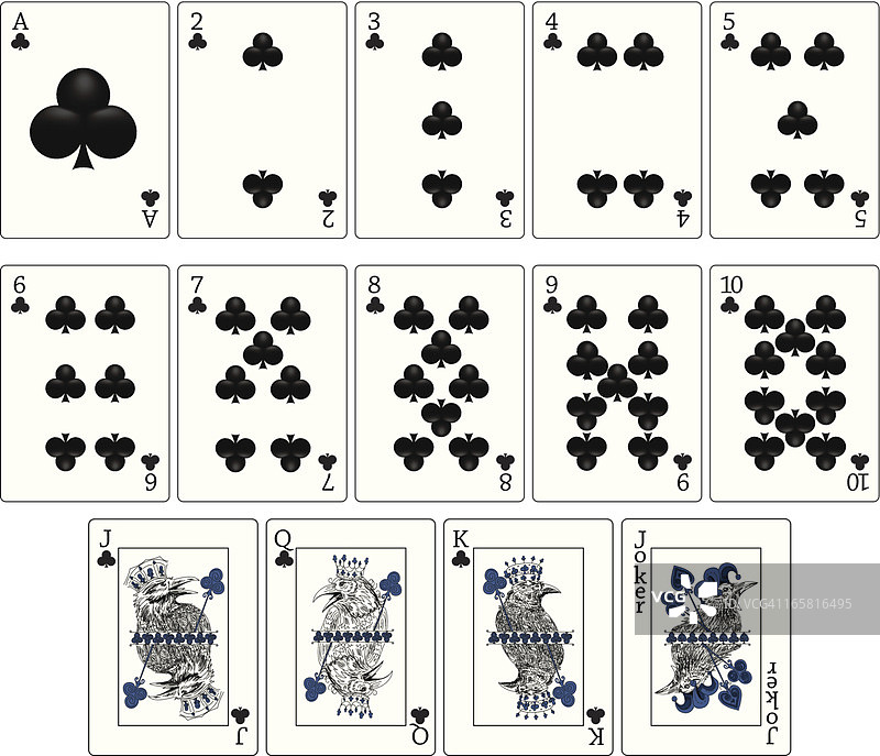 乌鸦扑克牌 - 梅花图片素材