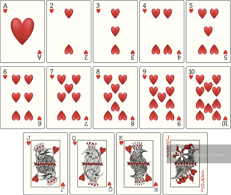 渡鸦扑克牌 - 红桃花色图片素材