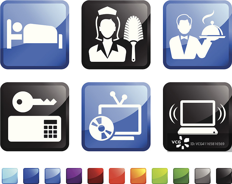 酒店住宿免版税矢量图标集贴纸图片素材