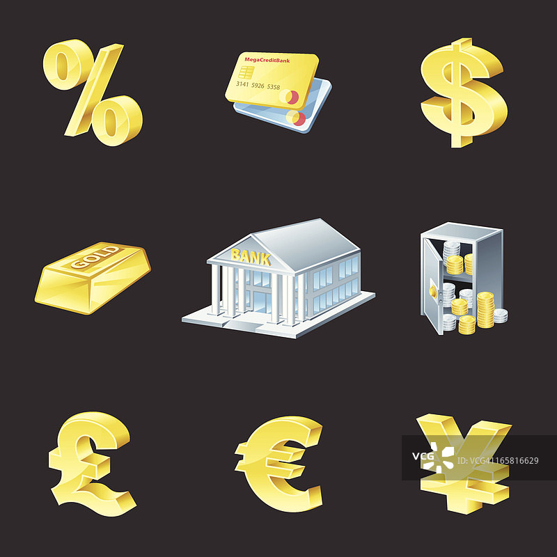 金色银行图标图片素材