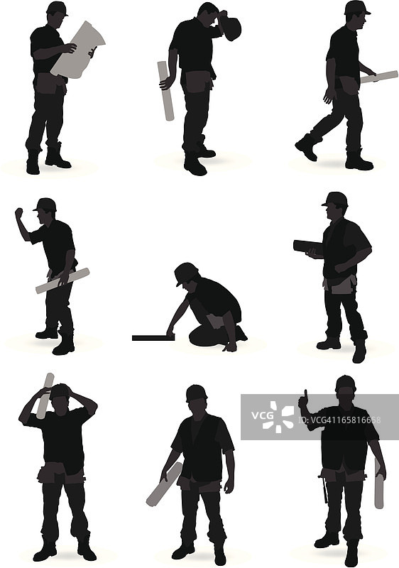 工作中工人的不同阴影图片素材