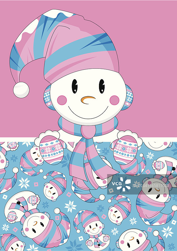 可爱圣诞雪人和图案图片素材