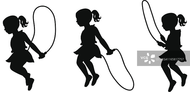 正在跳绳的小女孩图片素材