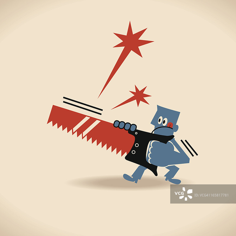 男人用手锯切割物品图片素材