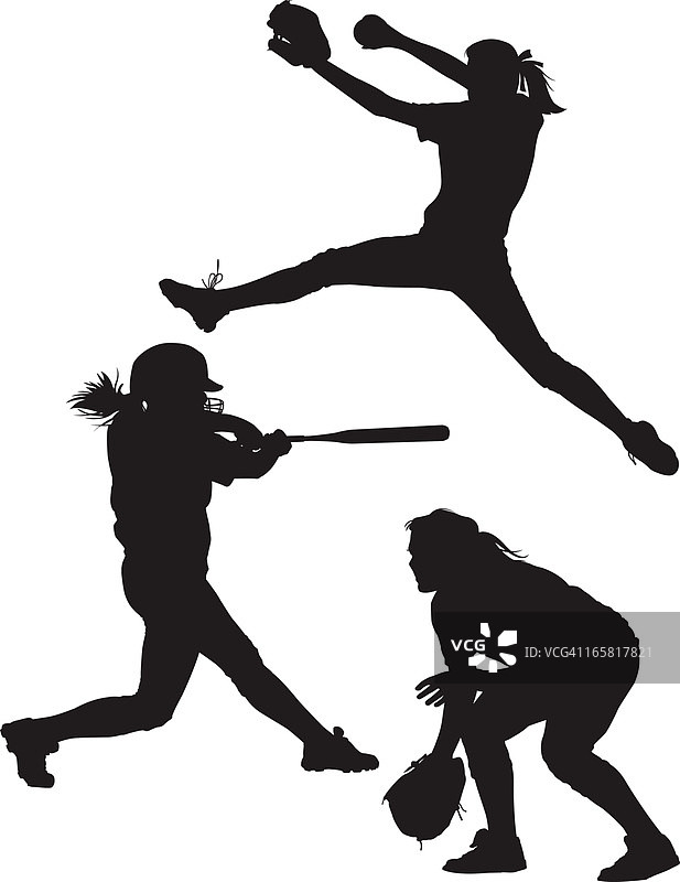 垒球轮廓剪影图片素材