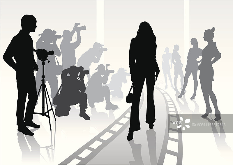 模特拍摄中摄影师的轮廓图片素材