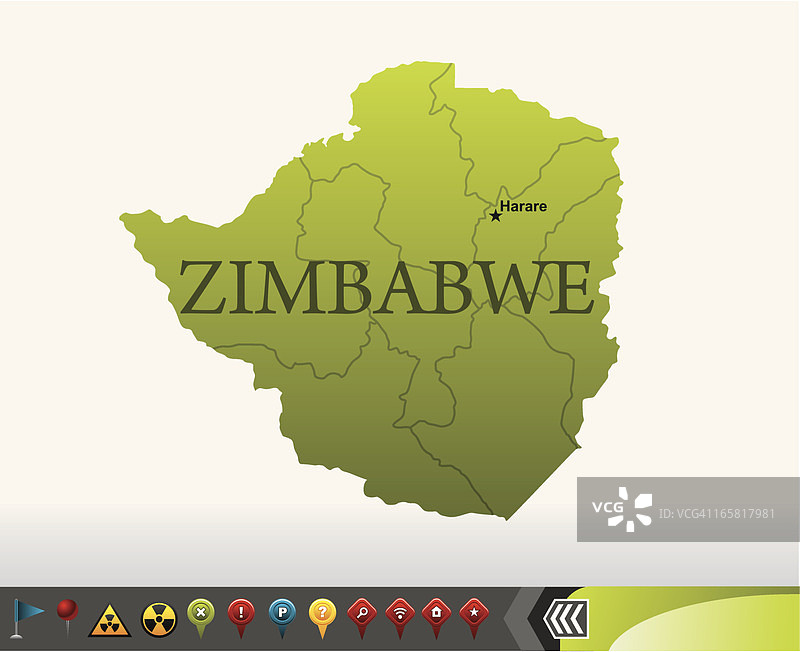 带有导航图标的津巴布韦地图图片素材
