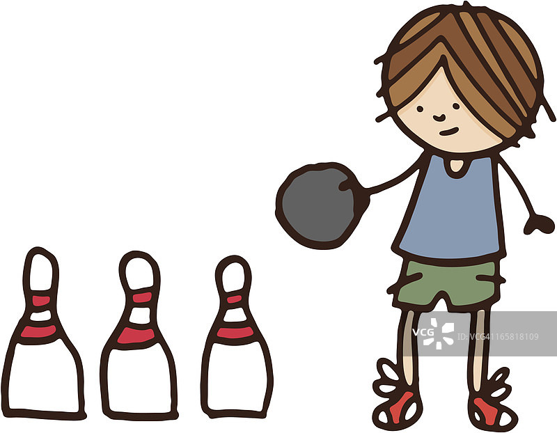 男孩玩保龄球图片素材