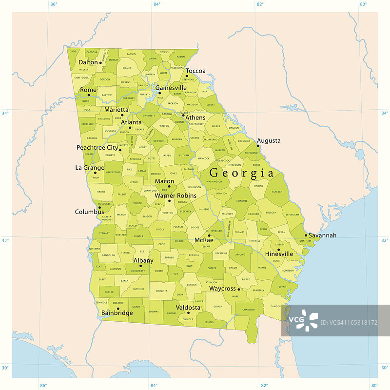 佐治亚州矢量地图图片素材